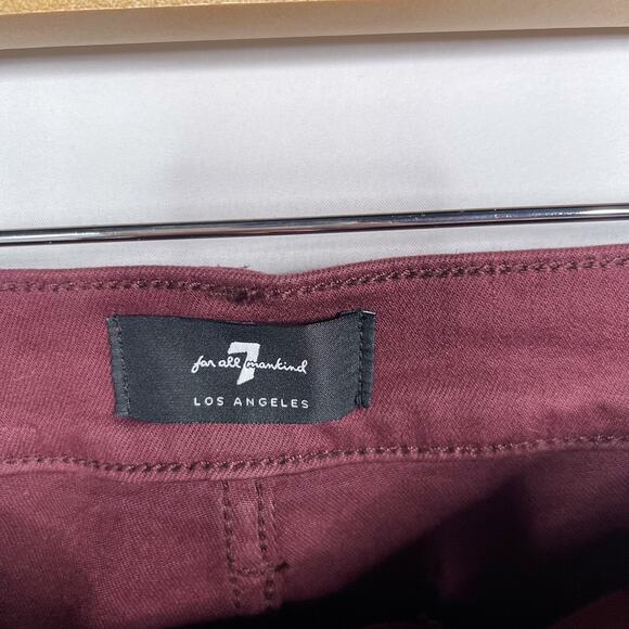 7 For All Mankind Womens 26 Red Burgundy High Waist Coated Ankle Skinny Jeans - Picture 7 of 12